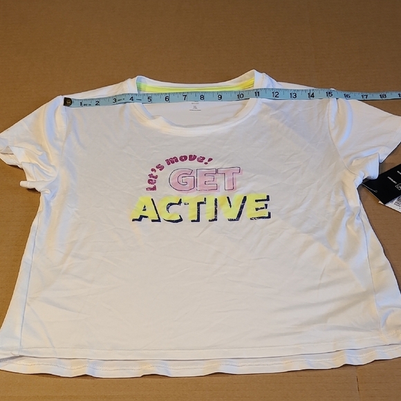 Ideology Unisex Kids White Graphic T-Shirt XL NWT Performance Wear "Get Active" - Picture 5 of 8